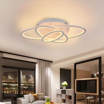 Πολυέλαιος LED με τηλεχειριστήριο TIANA 83W, 3 Ελλείψεις, Κρύο/Ζεστό/Ουδέτερο φως, Ρυθμιζόμενο, Λευκό