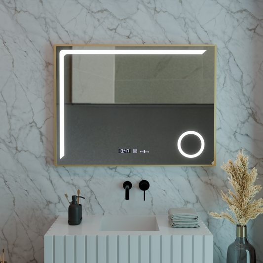 LED Mirror Sensor Motionglow Francesca 80x60 CM Cold Light/Cold/Neutra Dimable System Ρολόι Μάρκα Marcello Funghhi Συλλογή