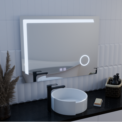 Mirror LED Touch Manfred Σύστημα πρόβλεψης, ρολόι και θερμοκρασία 60x80 cm καλλυντική μεγέθυνση