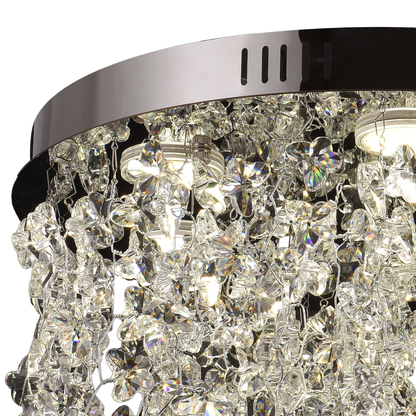 Crystal LED Chandelier LLC212/400BU Στρογγυλός, 22W, Κρύο/Ζεστό/Ουδέτερο φως, Κρύσταλλοι, Γυαλιστερό χρώμιο