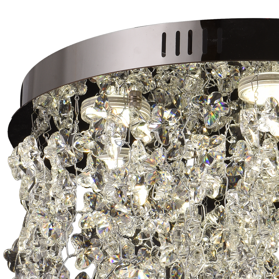 Crystal LED Chandelier LLC212/400BU Στρογγυλός, 22W, Κρύο/Ζεστό/Ουδέτερο φως, Κρύσταλλοι, Γυαλιστερό χρώμιο