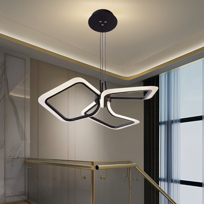 Κρεμαστός πολυέλαιος LED με τηλεχειριστήριο RIMINI 56W, 3 Τετράγωνα, Κρύο/Ζεστό/Ουδέτερο φως, Ρυθμιζόμενο, Μαύρο