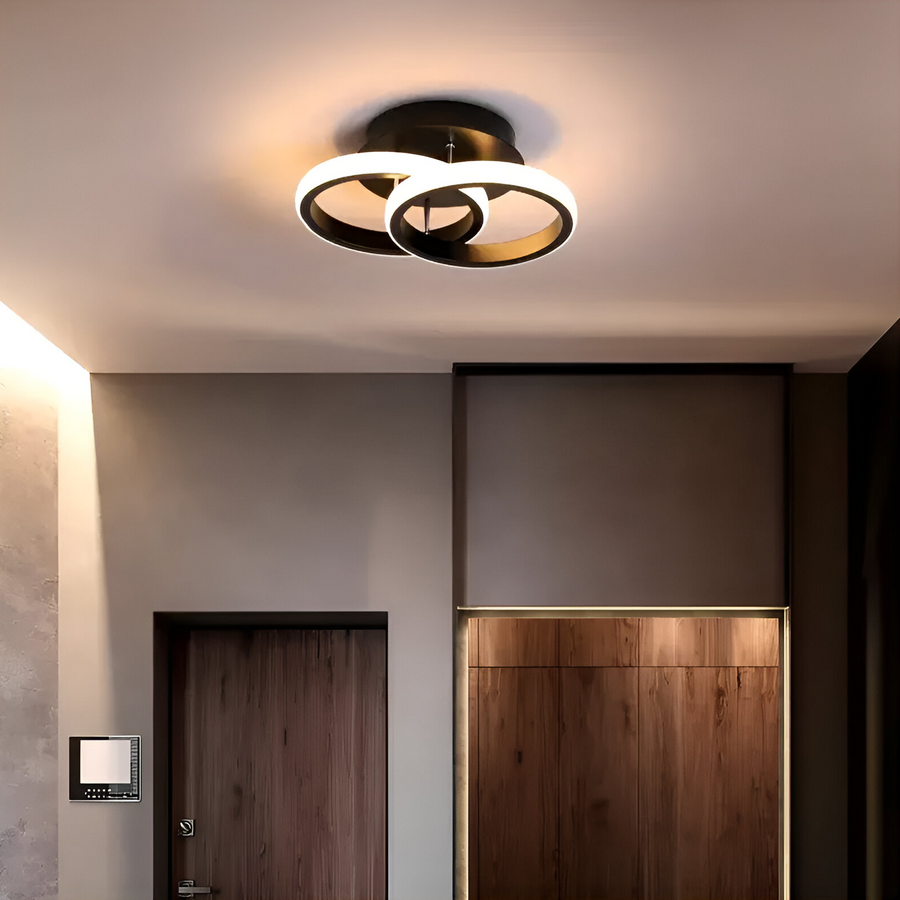 Πολυέλαιος LED VERTEX CIRCULA 22W, 2 Κύκλοι, Μεταλλικοί Σκελετοί, Κρύο/Ζεστό/Ουδέτερο φως, Μαύρο