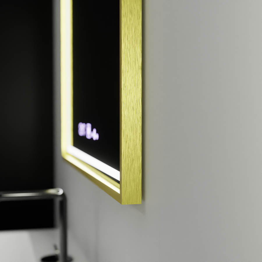 LED ορθογώνιο LED Mirror 80x60cm Crystallo Motionglow Marcello Dimable Clock Disrosting System