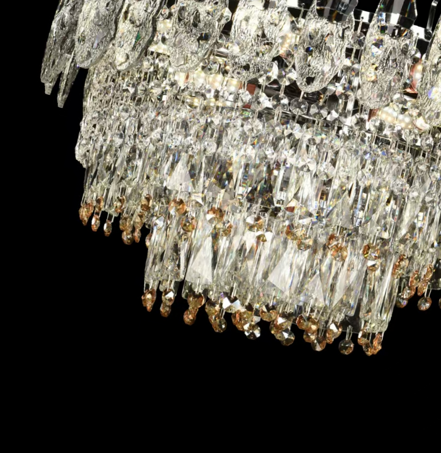 Πολυέλαιος Crystal Windsor Elegance 6x E14, διάμετρος 49cm, γυαλιστερό χρυσό, ρυθμιζόμενο ύψος