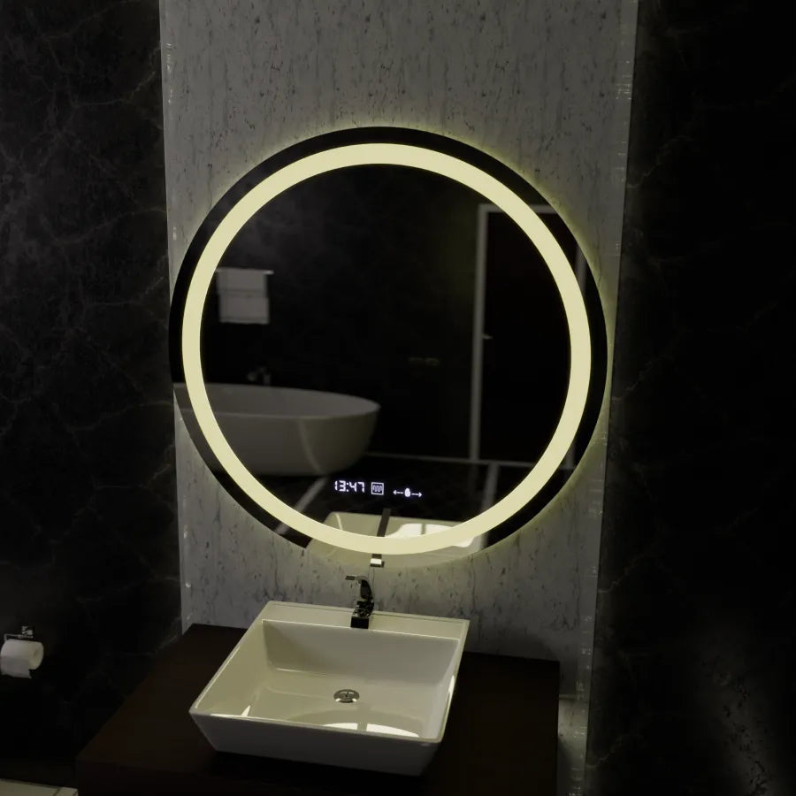 Στρογγυλός καθρέφτης LED 100cm Celeste Motionglow Marcello Dimable Clock Disrosting System