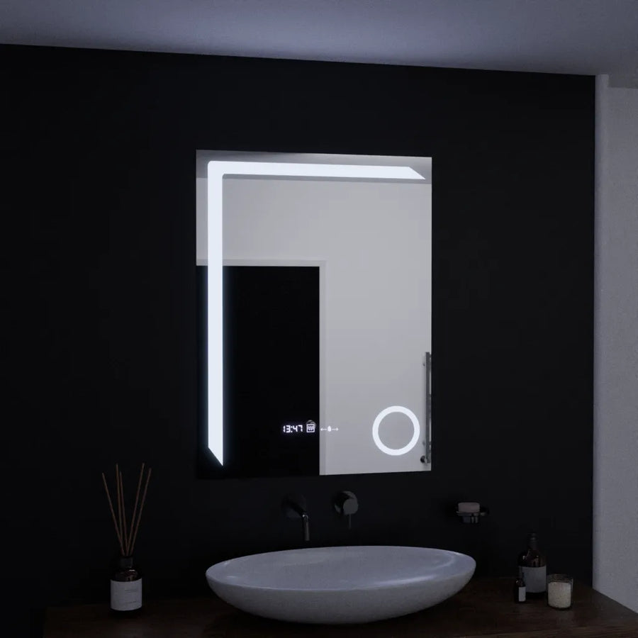 Mirror LED ορθογώνια 60x80cm ακριβεία Motionglow Marcello System Disability & Thermometer of the Caimimic Glass
