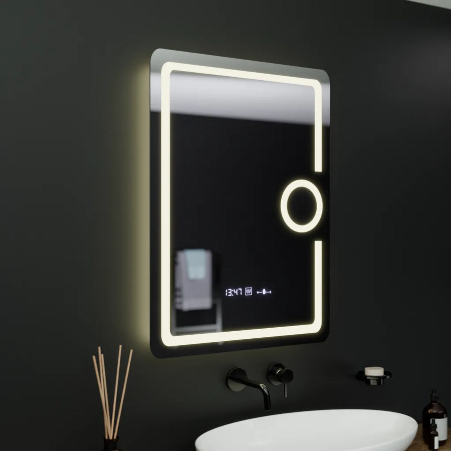 Mirror LED ορθογώνιο 60x80cm Eclat Motionglow Marcello System Defrosting System Thermometer & Clock Cosmetics Dimable