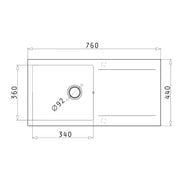 Νεροχύτη κουζίνας 75x45 cm μαύρο γραφίτη