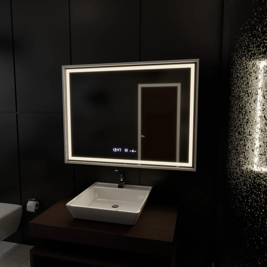 Mirror LED ορθογώνιο 80x60cm Verite Imperial Silver Motion Glow Marcello Σύστημα Defrition Clock & Dimable Θερμόμετρο