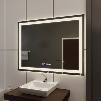 Mirror LED ορθογώνιο 120x80cm Vérité Motionglow Marcello, σύστημα απενεργοποίησης, θερμόμετρο και ρολόι, Daimable