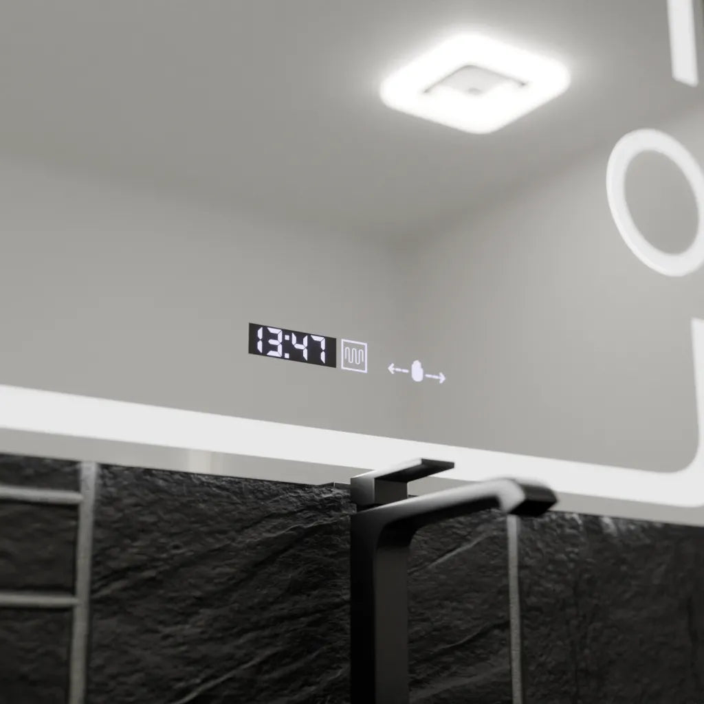 Mirror LED ορθογώνιο 80x60cm Eclat Motionglow Marcello Clock Defrition System & Wolf Θερμόμετρο Dimable Cosmetic