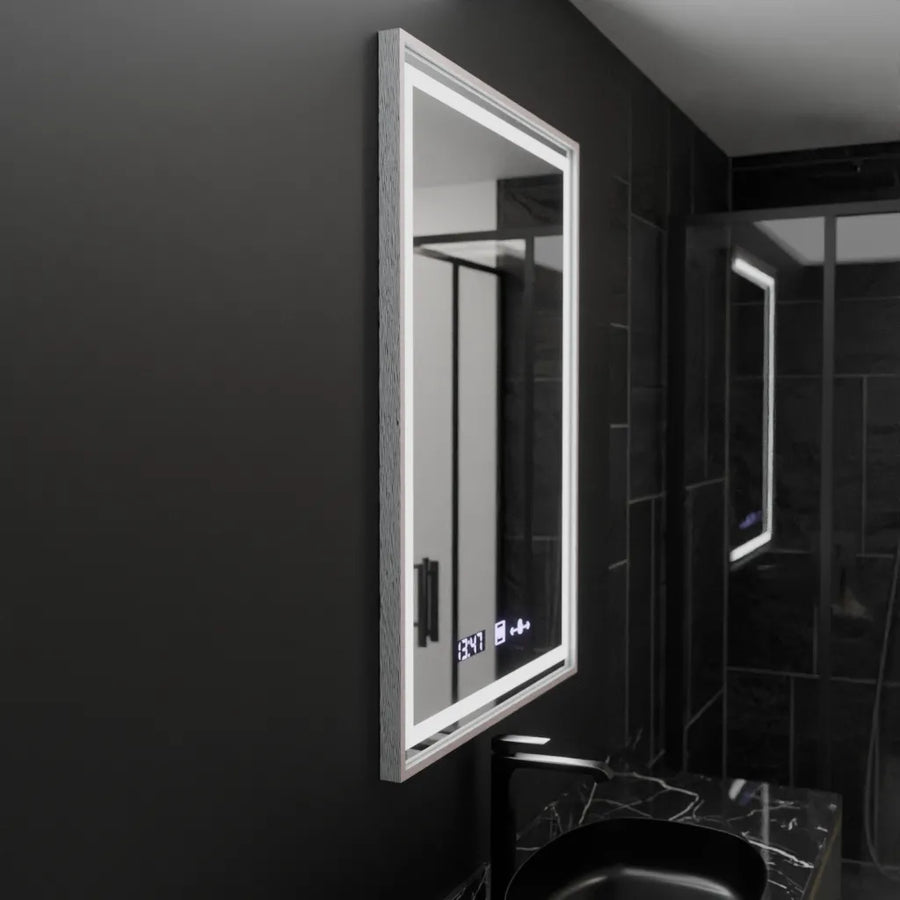 Mirror LED ορθογώνιο 60x80cm Verite Imperial Silver Motion Glow Marcello Dishantic Clock Defrition System