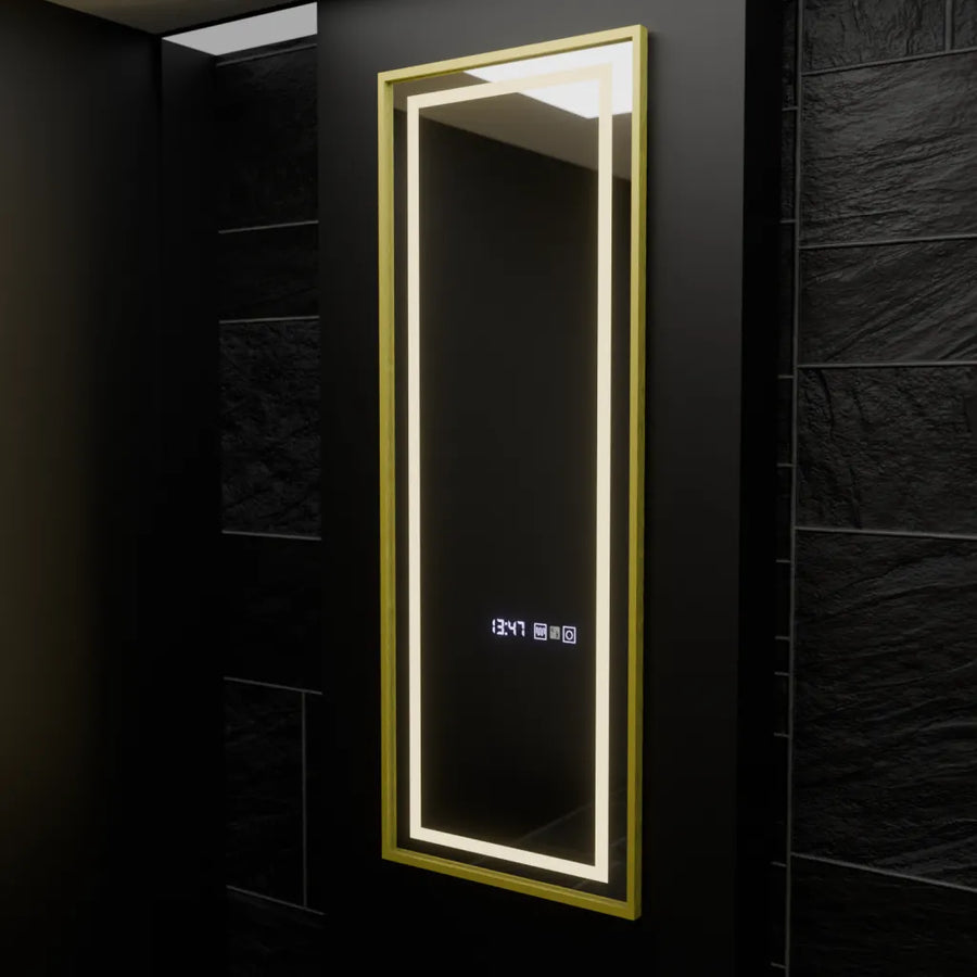 Mirror LED ορθογώνιο 45x140cm Elena Marcello Sensor Radar Radar System Clock & Dimable Thermometer