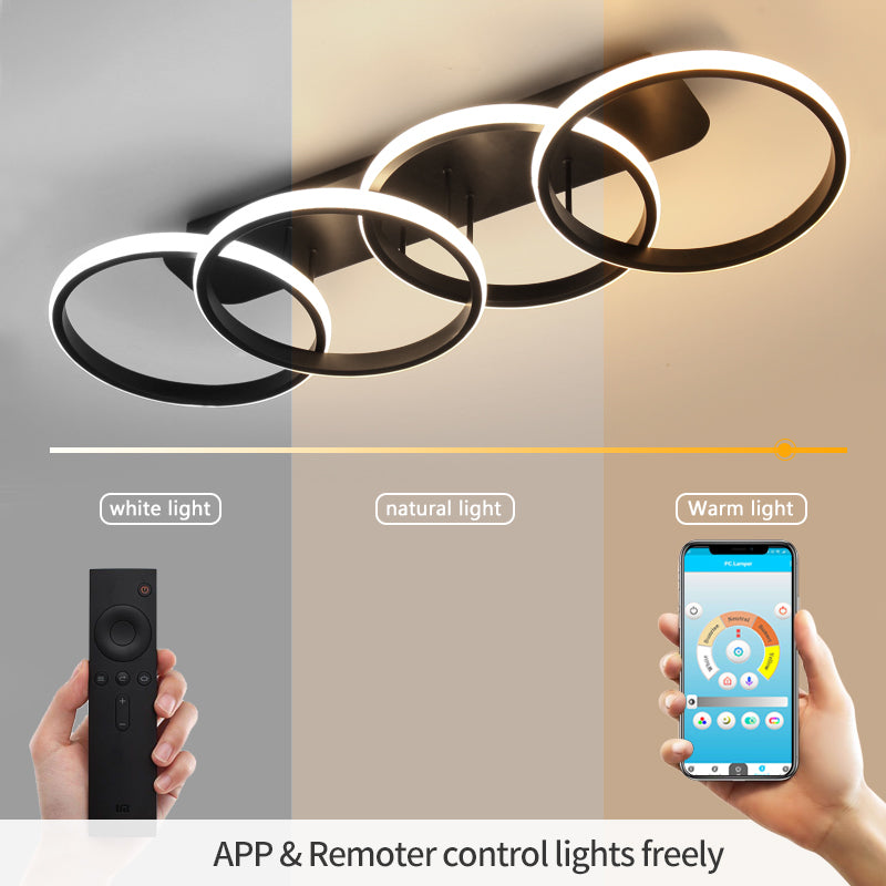 LED LED Lust Elio, 24W, 4 κύκλοι, κρύο/ζεστό/ουδέτερο φως, μαύρο μαύρο