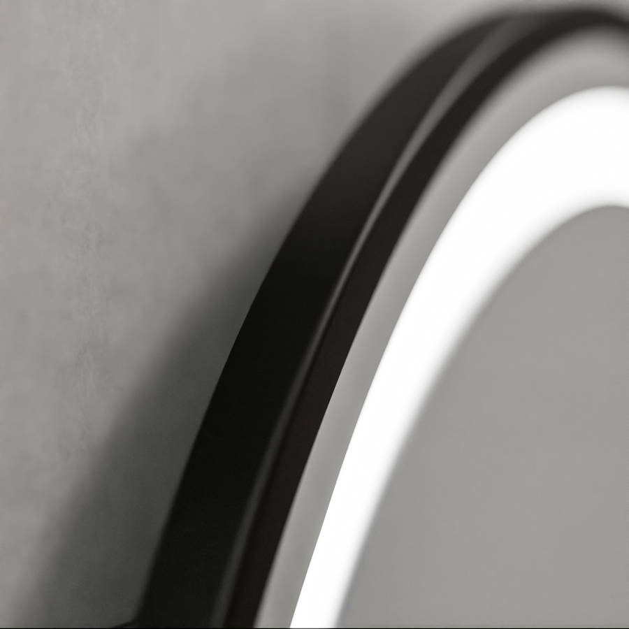 Mirror LED Γύρος 70cm Celesti Majesti Noir Motionglow Marcello Σύστημα Defrition Clock & Dimable Θερμόμετρο