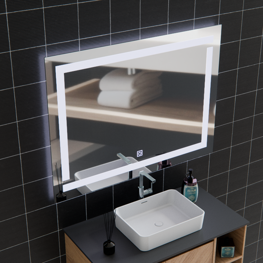 Καθρέφτης Giga LED, 80x60cm, Ασημί, Touch, 6000K φως