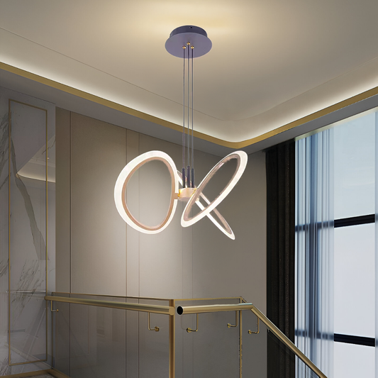 Lustra LED suspendata cu Telecomanda RIMINI 51W, 3 Elemente, lumina Rece/Calda/Neutra, Dimabila, Auriu