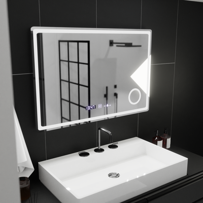 Mirror LED ορθογώνιο 90x60cm Bellezza Riflesso Puro Motionglow Marcello Dishantic Clock System