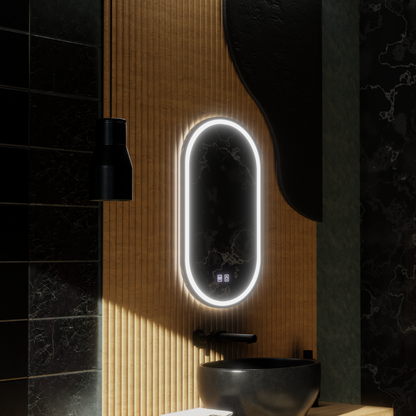 Οβάλ καθρέφτης LED, 50x100cm, Velara Touch, Σύστημα Demister, Dimmable