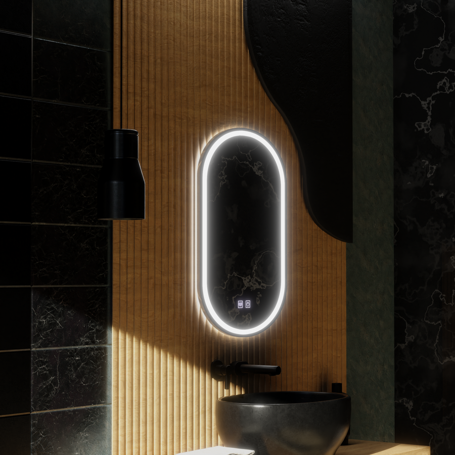Οβάλ καθρέφτης LED, 50x100cm, Velara Touch, Σύστημα Demister, Dimmable