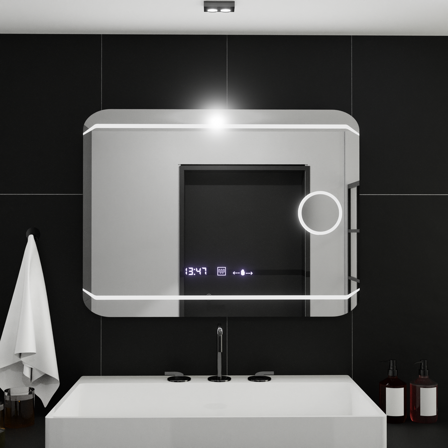 Ο ορθογώνιος καθρέφτης LED 80x60cm Stile Motionglow Marcello Discating System & Thermometer of the Cosmetics Dimable