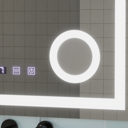Mirror LED Touch Manfred Σύστημα πρόβλεψης, ρολόι και θερμοκρασία 60x80 cm καλλυντική μεγέθυνση