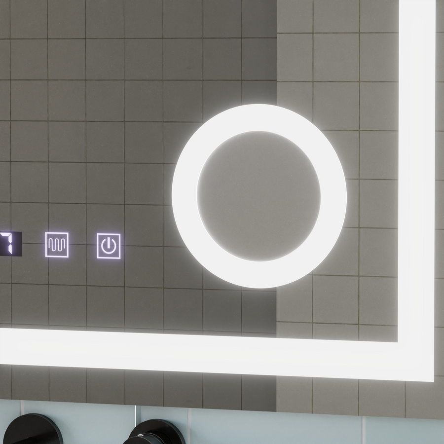 Mirror LED Touch Manfred Σύστημα πρόβλεψης, ρολόι και θερμοκρασία 60x80 cm καλλυντική μεγέθυνση