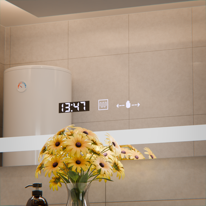 Ο ορθογώνιος καθρέφτης LED 80x60cm Verite Motionglow Marcellow Dimable Clock System