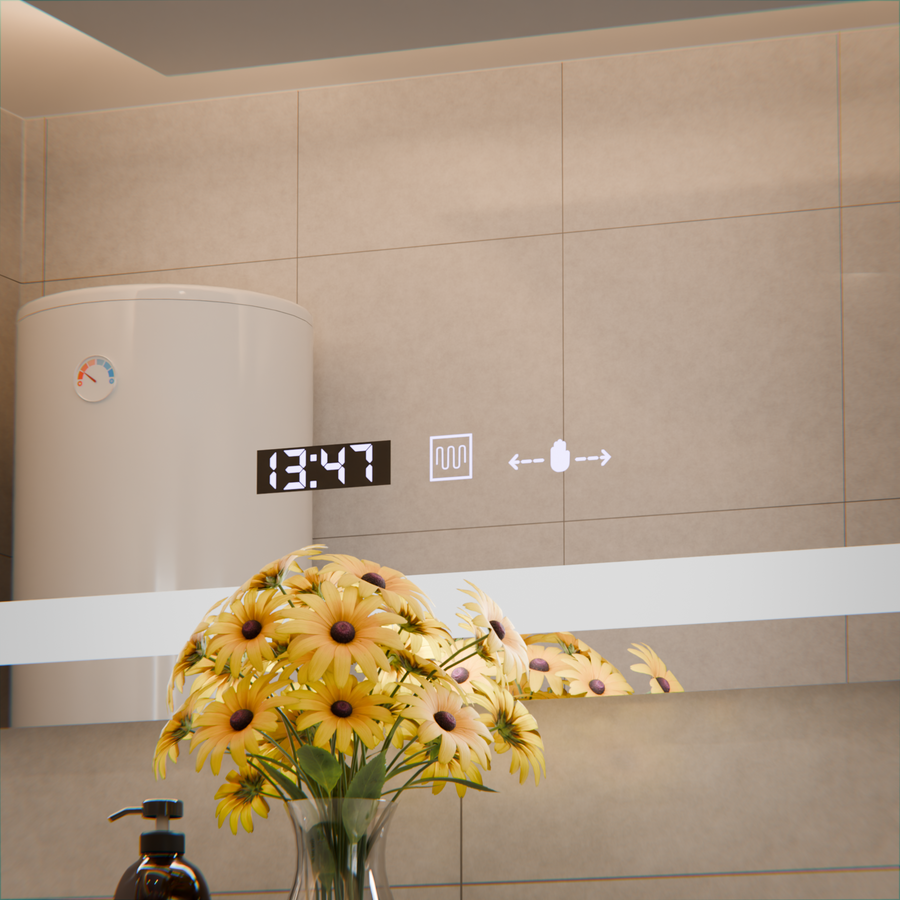 Ο ορθογώνιος καθρέφτης LED 80x60cm Verite Motionglow Marcellow Dimable Clock System