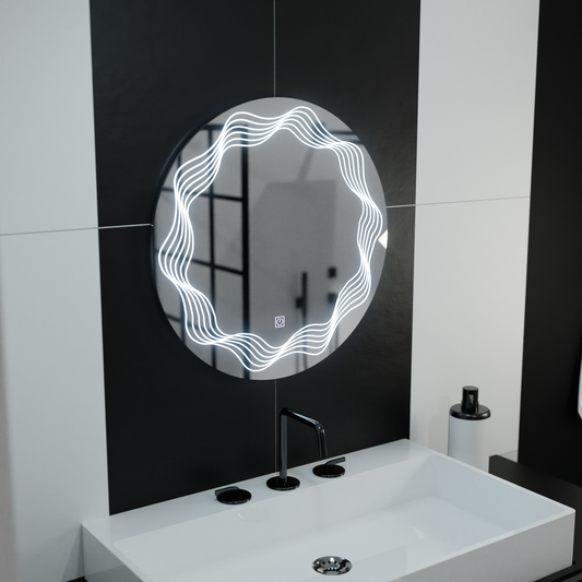 Mirror Round LED 60cm Flusso Touch Dimable Defrition System