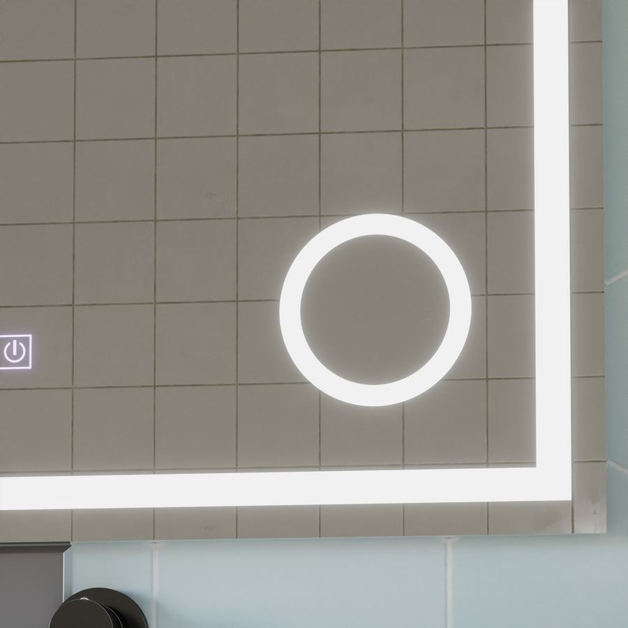 LED Touch Gunter Mirror System, ρολόι και θερμοκρασία 80x60 cm καλλυντική μεγέθυνση