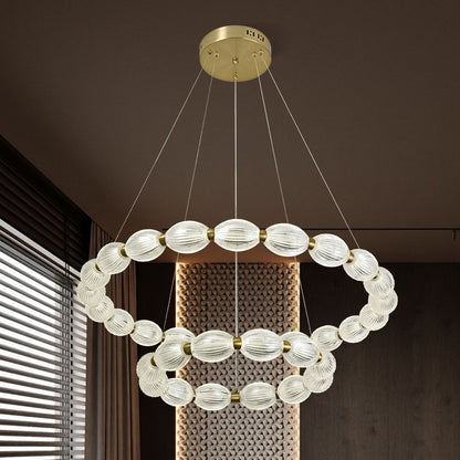 Lustra LED suspendata cu telecomanda FAUSTO, 85W, lumina Rece/Calda/Neutra, Dimabila,Inaltime Reglabila, Auriu