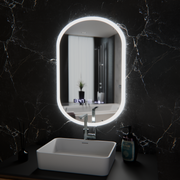 Οβάλ καθρέφτης LED, 50x80cm, Lucia Sensor Marcello, Σύστημα Demister, Ρολόι & Θερμόμετρο, Ρυθμιζόμενο