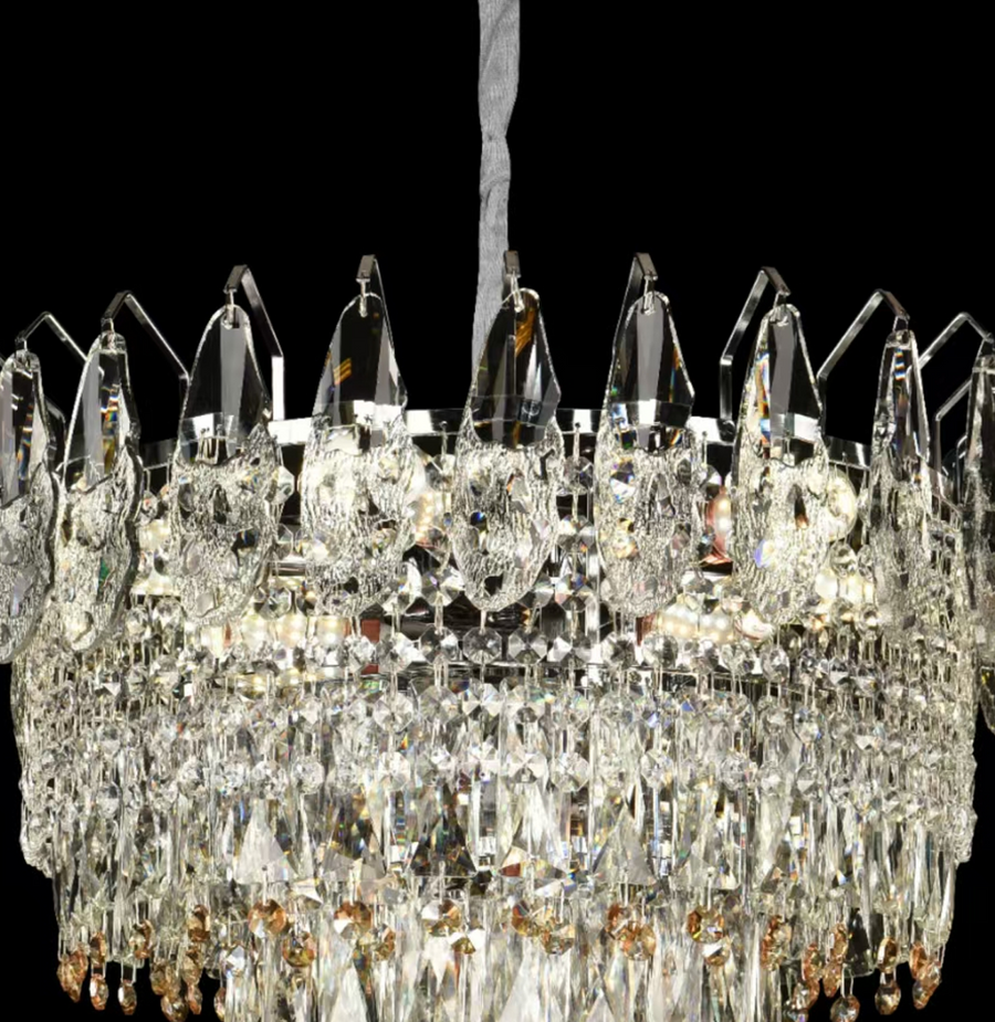Πολυέλαιος Crystal Windsor Elegance 6x E14, διάμετρος 49cm, γυαλιστερό χρυσό, ρυθμιζόμενο ύψος
