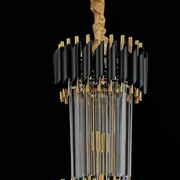 Crystal Chandelier CC900/600X1800, 27xE14, Διάμετρος 60cm, Ύψος 180cm, Γυαλιστερό Χρυσό και Μαύρο, Ρυθμιζόμενο Ύψος, Κομψή σχεδίαση