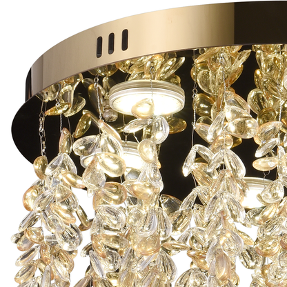 Crystal LED Chandelier LLC213/400GD Στρογγυλός, 22W, Κρύο/Ζεστό/Ουδέτερο φως, Κρύσταλλο, Χρυσό