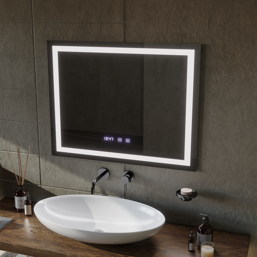 LED Touch Werner Mirror System, ρολόι και θερμοκρασία 80x60 cm