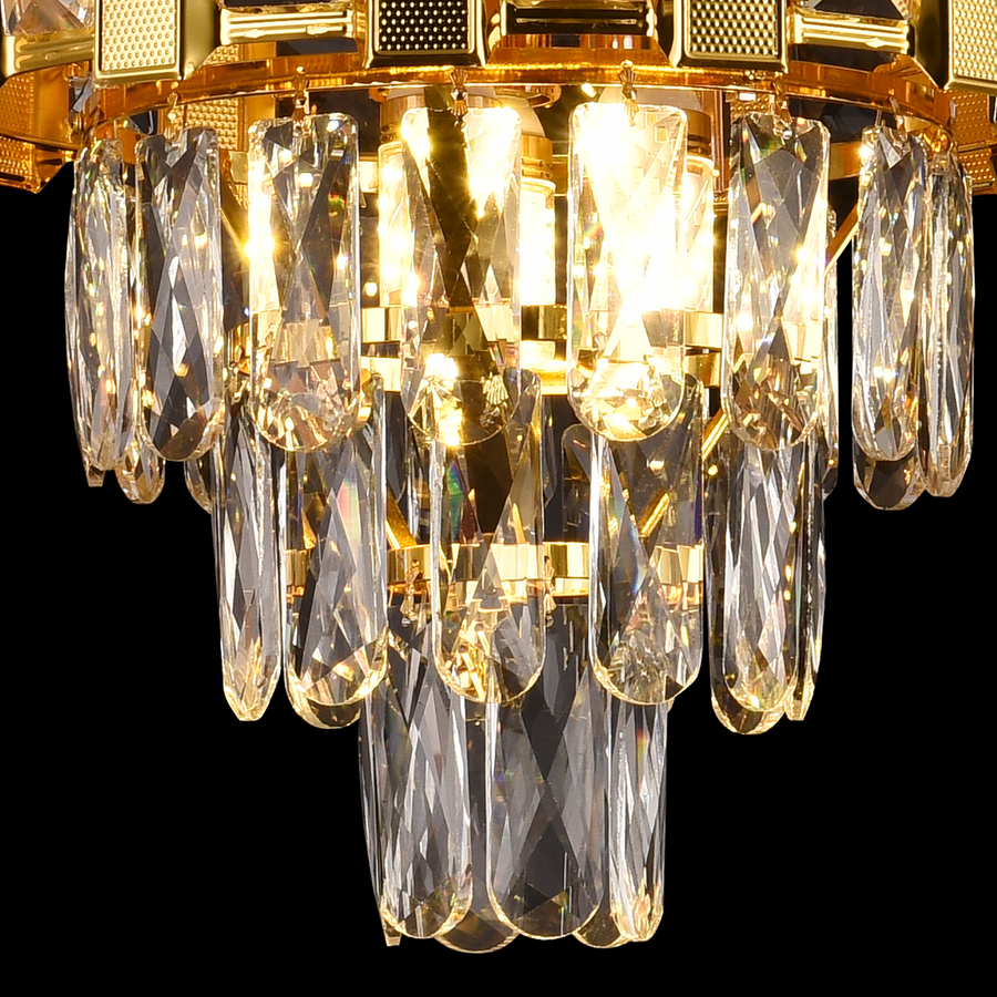 Cristal πολυέλαιος Aurelio Vesta 3xE14, διάμετρος 30cm, γυαλιστερό χρυσό, ανανεώσιμο ύψος
