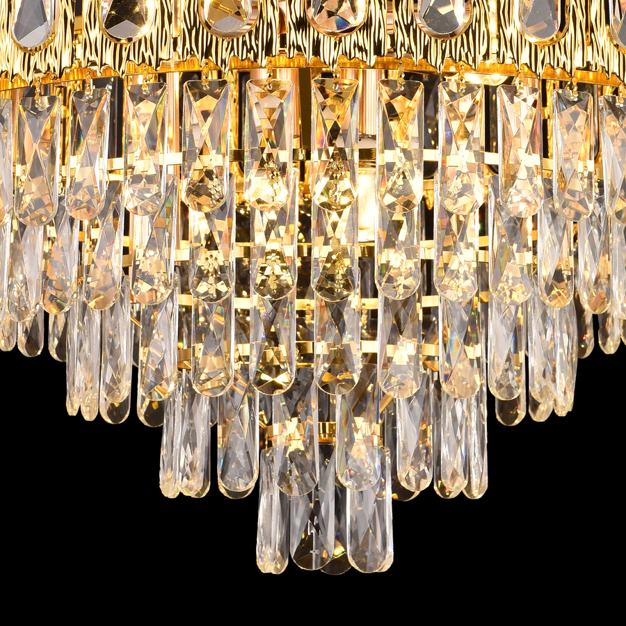 Corona Zaffiro 8xe14 Crystal πολυέλαιος, διάμετρος 60cm, γυαλιστερό χρυσό, ανανεώσιμο ύψος