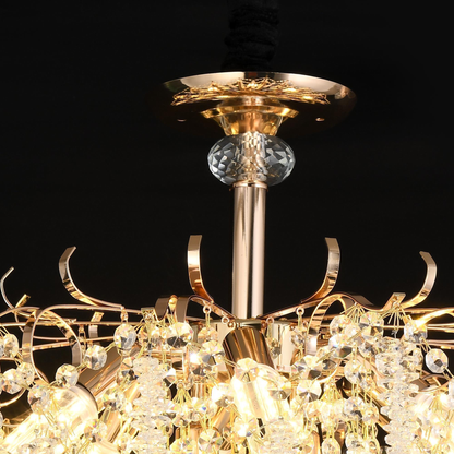 Candelabru Cristal CC9323/8FGD, 8x E14, Diametru 60cm, Auriu