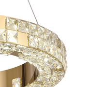 Πολυέλαιος LED με Τηλεχειριστήριο, LLC135/2GD, Κρύσταλλο και Μέταλλο, 55W, 2 Κύκλοι, Ρυθμιζόμενος, Ρυθμιζόμενος Ύψος, Κρύο/Ζεστό/Ουδέτερο φως 3000K/4000K/6000K, Πολυτελής Φωτισμός