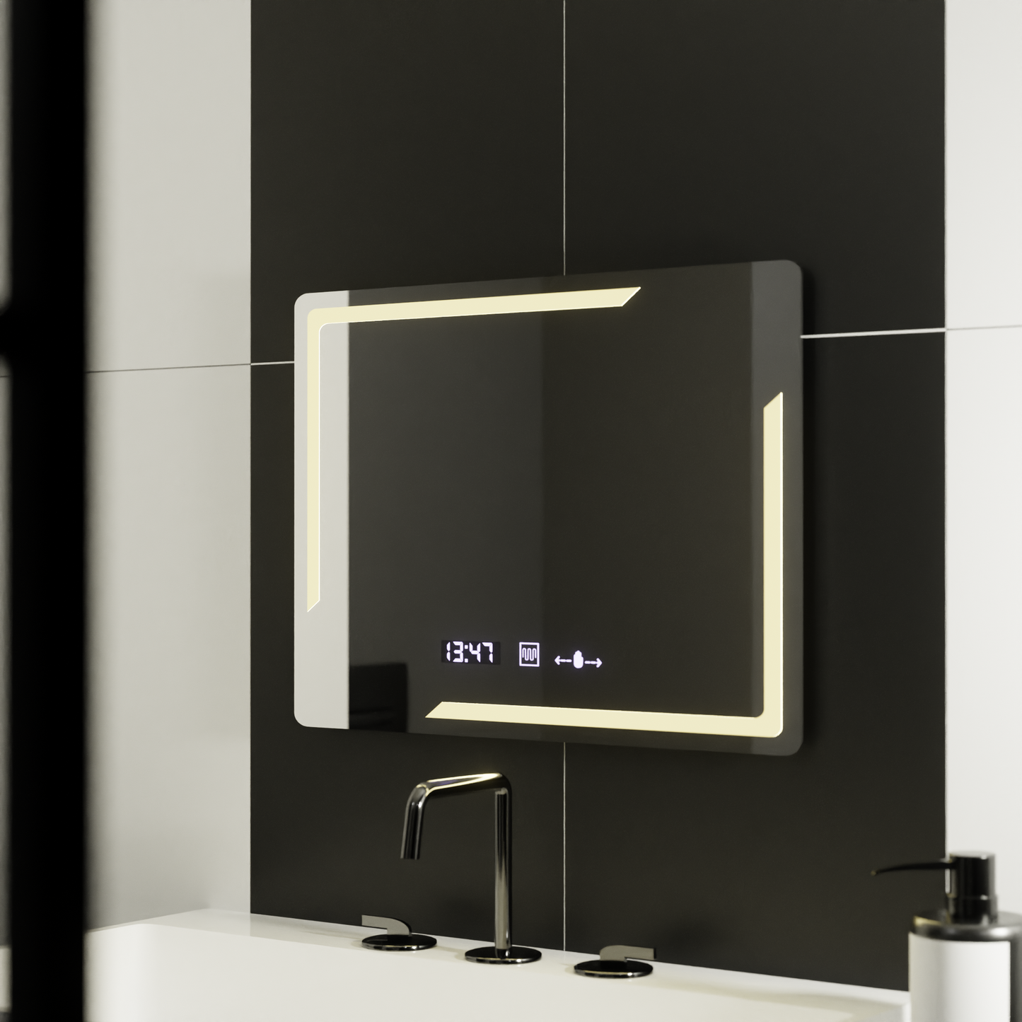 Mirror LED ορθογώνιο 80x60cm Rayonnement Motionglow Marcelow System Disability & Daim Thermometer