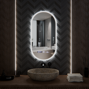 Οβάλ καθρέφτης LED, 50x100cm, Lucia Sensor Marcello, Σύστημα Demister, Ρολόι & Θερμόμετρο, Dimmable