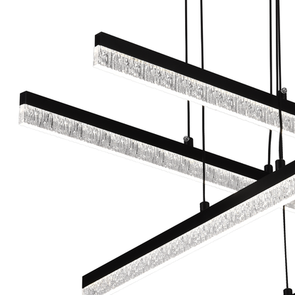 Κρεμαστός κρυστάλλινος πολυέλαιος LED LT181/4BK, 55W, Light 3000/4000/6000K, Μαύρος, Ρυθμιζόμενο Ύψος