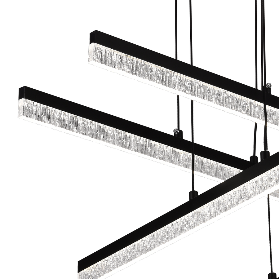 Κρεμαστός κρυστάλλινος πολυέλαιος LED LT181/4BK, 55W, Light 3000/4000/6000K, Μαύρος, Ρυθμιζόμενο Ύψος