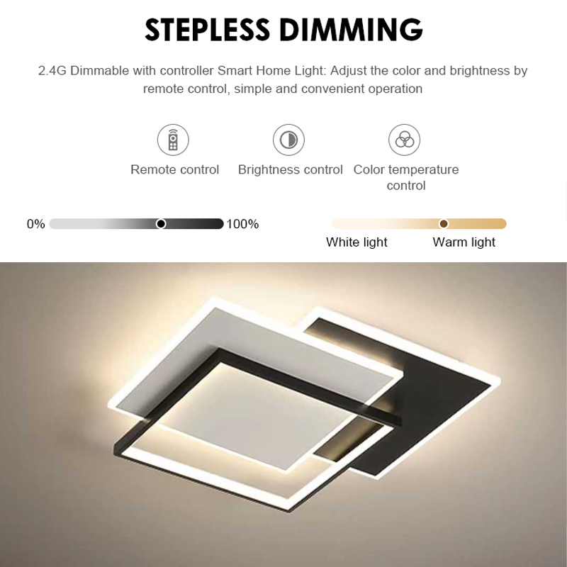 Πολυέλαιος LED με τηλεχειριστήριο CHIARA 102W, 3 Τετράγωνα, Κρύο/Ζεστό/Ουδέτερο φως, Ρυθμιζόμενο, Μαύρο