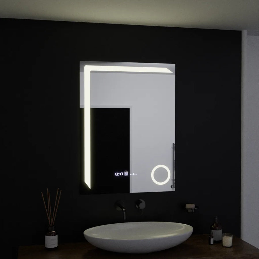 Mirror LED ορθογώνια 60x80cm ακριβεία Motionglow Marcello System Disability & Thermometer of the Caimimic Glass
