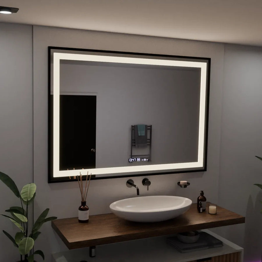 Mirror LED ορθογώνιο 100x70cm verite maje είναι noir κίνηση glow marcello αναπηρίες και το θερμόμετρο Dimable