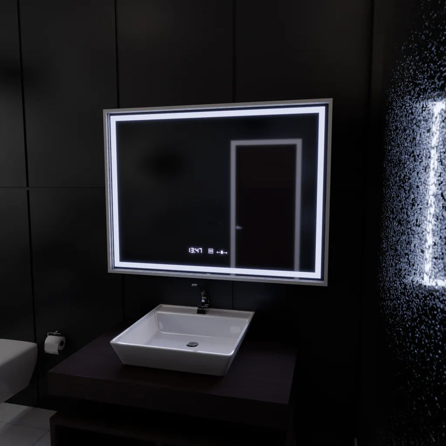 Mirror LED ορθογώνιο 80x60cm Verite Imperial Silver Motion Glow Marcello Σύστημα Defrition Clock & Dimable Θερμόμετρο